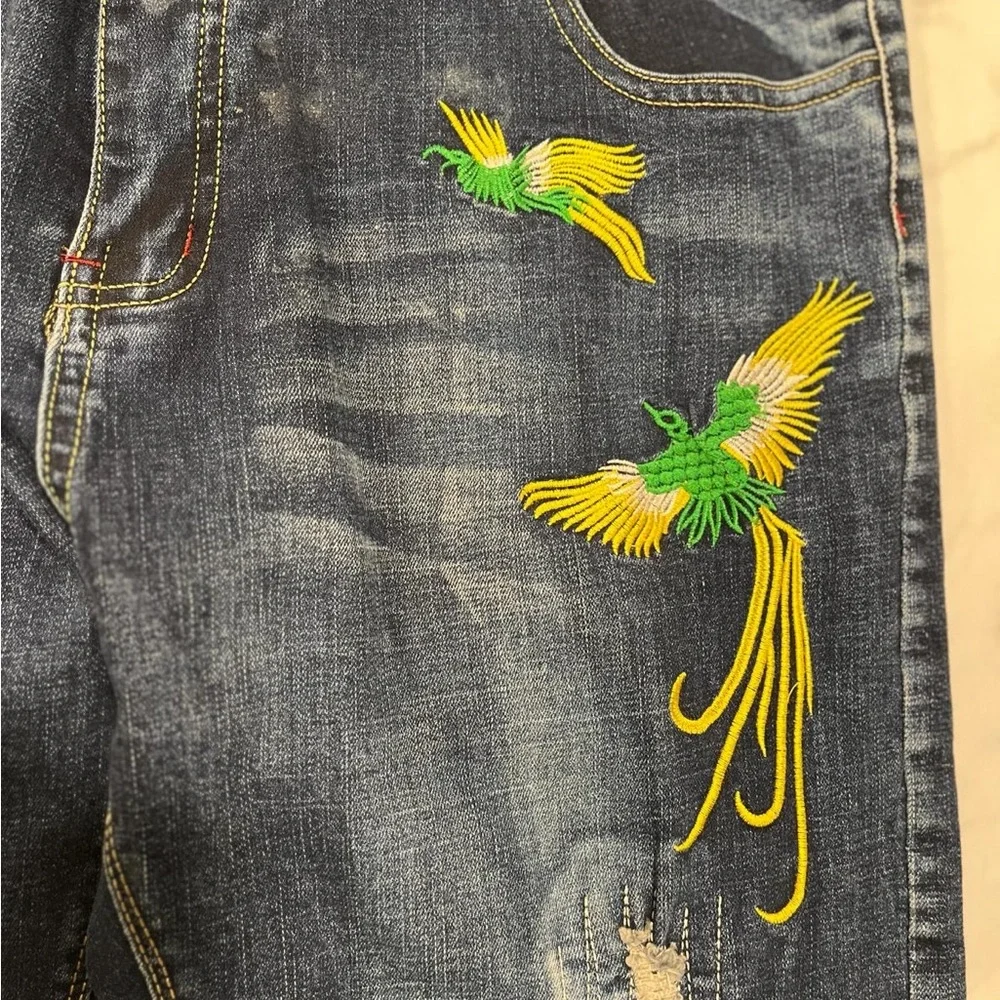DISIHAO Fashion Men Jeans Pants Slim  Embroidery Denim jeans pant SZ/32